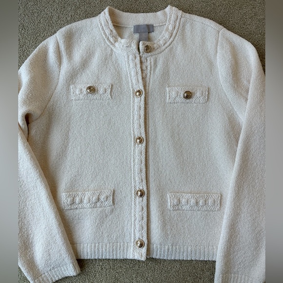 NWT H&M Textured Knit Cardigan Ivory Size L - Picture 2 of 4